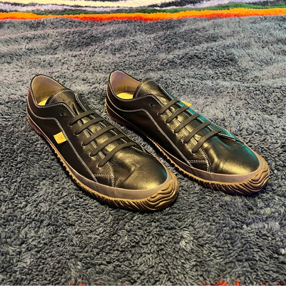 Spingle Move Japanese hand made kangaroo black leather shoes size XXL / 12/ 12.5